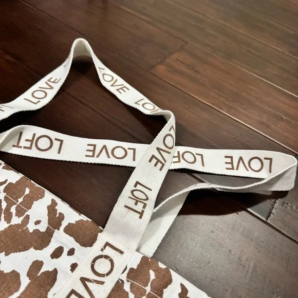 LOFT Cow Print Tote with Cream Straps - Picture 3 of 4